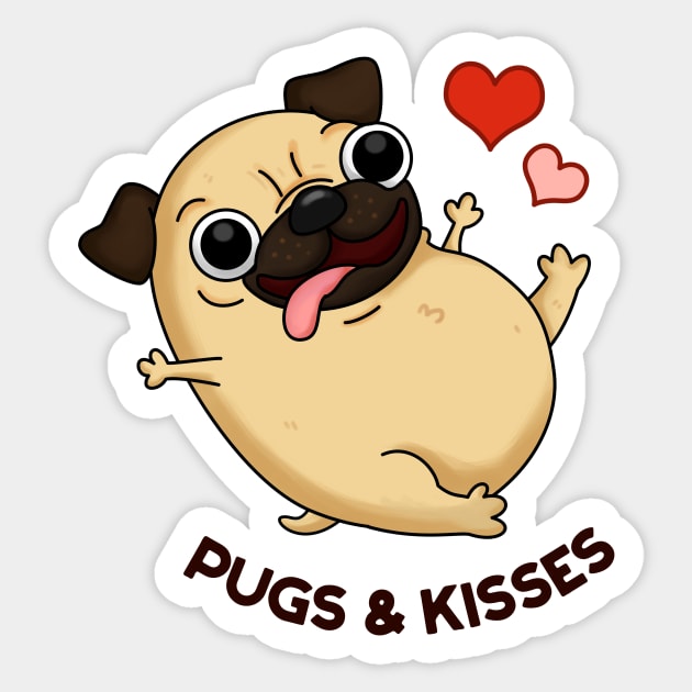 Pugs & Kisses Funny Dog Pun Sticker by punnybone